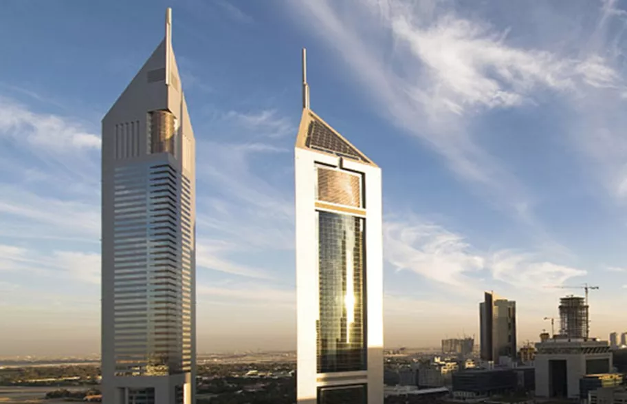 A stunning view of the iconic Emirates Towers in Dubai—home to Servcorp’s premium office solutions